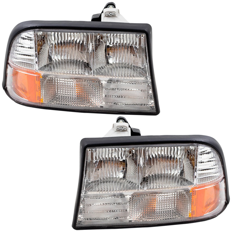 Brock Replacement Driver and Passenger Set Headlights Compatible with 98-04 Sonoma Pickup Truck