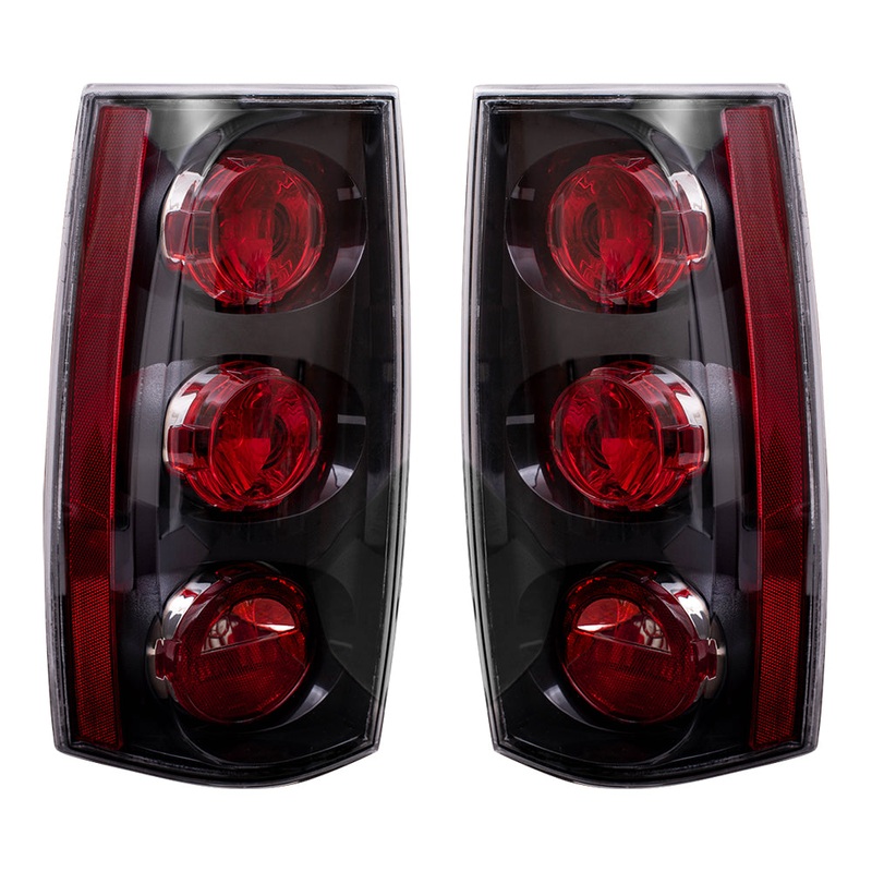 Brock Replacement Driver and Passenger Set Tail Lights with Black Bezels Compatible with 2007-2014 Yukon Denali 25975977 25975978