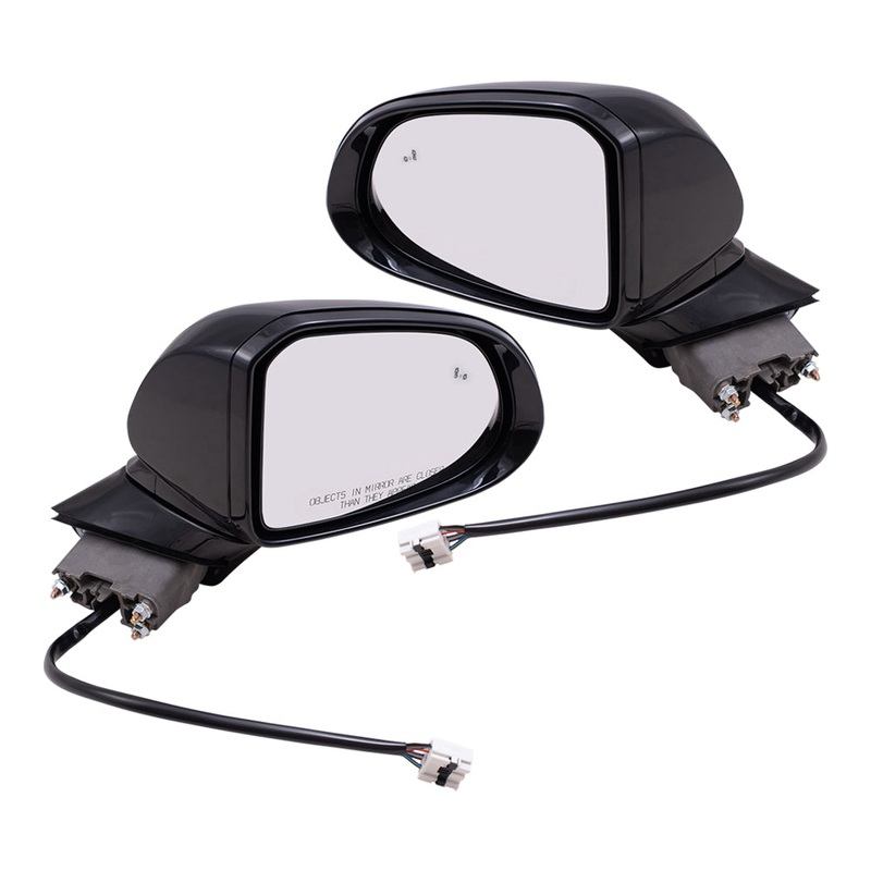Brock Replacement Driver and Passenger Side Power Mirrors Textured Black with Heat without Signal or Camera Compatible with 2019 Santa Fe