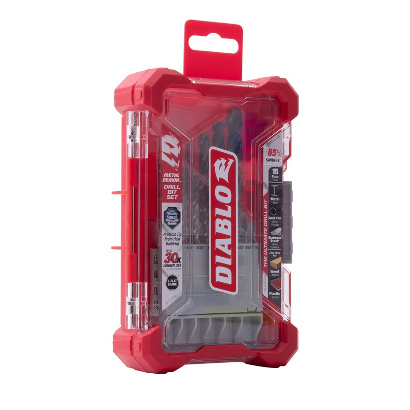 Diablo DMD-S15T Metal Demon Drill Bits Set for Mild, Hardened and Stainless Steels 15 Piece Set