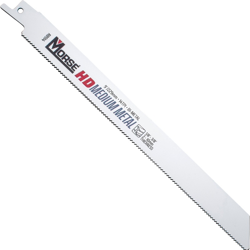 MK Morse HD Medium Metal Bi-Metal Reciprocating Saw Blade For Medium Metal (1/8 Inch – 3/8 Inch) 9 Inch x 3/4 Inch x 0.035 Inch 14 TPI 100 Pack