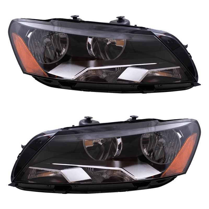 Brock Replacement Pair Set Halogen Combination Headlights Headlamps Compatible with 2012 2013 2014 2015 Passat 561-941-005D 561-941-006D