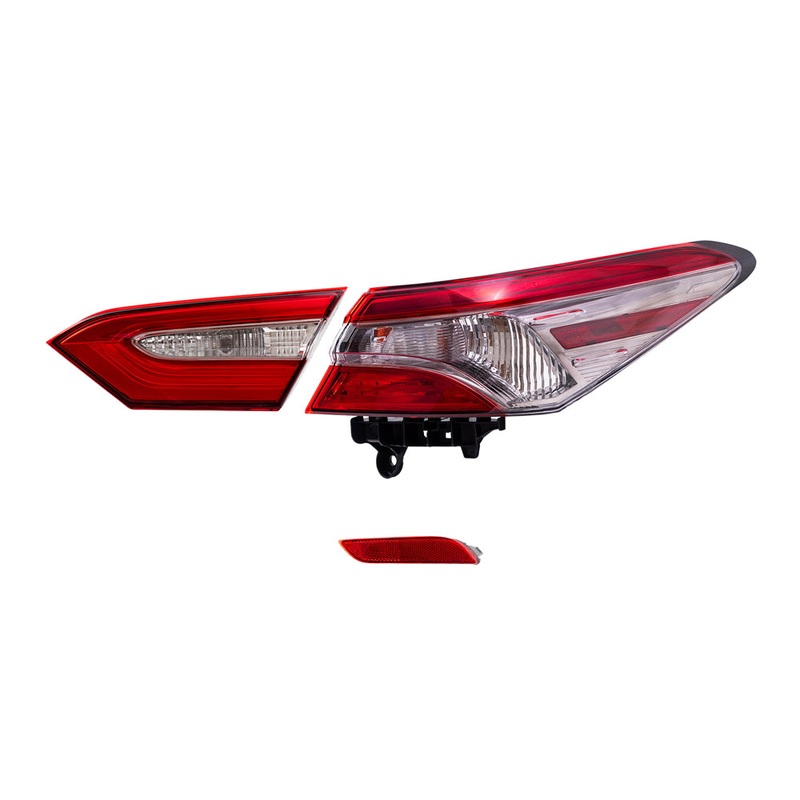Brock Replacement Passenger Side Bumper Reflector and Tail Light Assemblies Quarter Mounted & Lid Mounted 3 Piece Set Compatible with 2018-2019 Camry SE & 2018-2019 Camry Hybrid SE