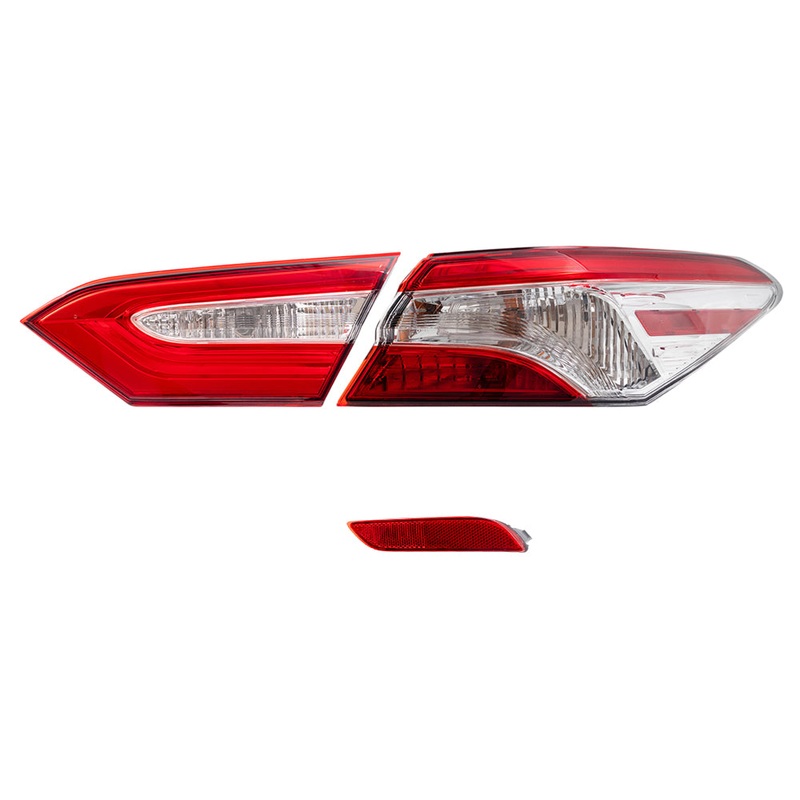 Brock Replacement Passenger Side Bumper Reflector &Tail Lights Quarter Mounted &Lid Mounted 3 Piece Set Compatible with 2018-2020 Camry L/LE/TRD & 18-19 Camry Hybrid LE &2020 Camry XSE/Camry Hybrid SE