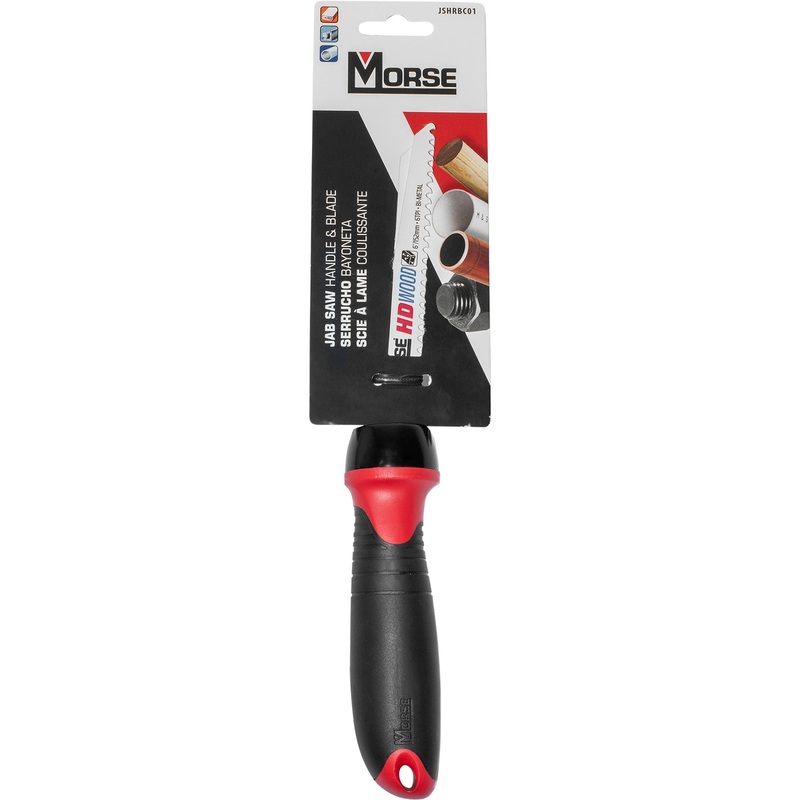 Morse Jab Saw Handle and HD Wood Saw Blade 6 Inch x 3/4 Inch x 6 TPI For Wood-Drywall  Handle Accepts All Standard Reciprocating and Hacksaw Blades