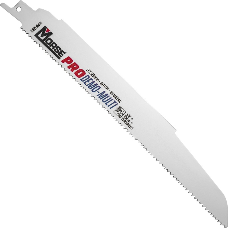 Morse PRO Demo-Multi Bi-Metal Reciprocating Saw Blade For Auto Dismantling-Fire & Rescue-Metal-Wood 9 Inch x 7/8 Inch x 0.062 Inch 8/11 TPI 25 Pack