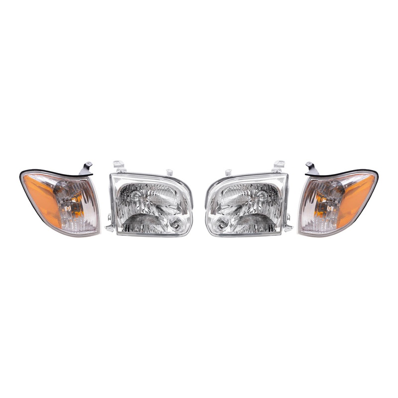 Brock 4 Pc Set of Headlights & Signal Lights for 2005-2007 Sequoia & 2005-2006 Tundra