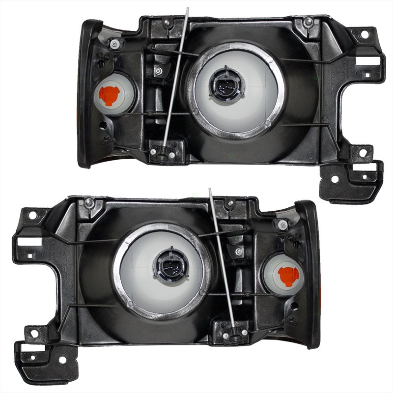 Brock Replacement Driver and Passenger Headlights with Park Lamps Compatible with 1987-1991 Bronco Pickup Truck
