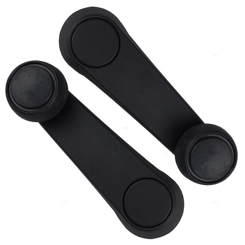Brock Replacement Pair Set Black Plastic Window Crank Handles w/ Black Knob Compatible with 1987-1993 Dakota Pickup Truck 4415820 76879