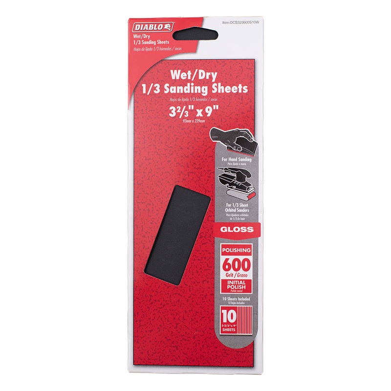10 Pack of Sanding Sheet 600 Grit, 1/3 Sheet, and Wet/Dry