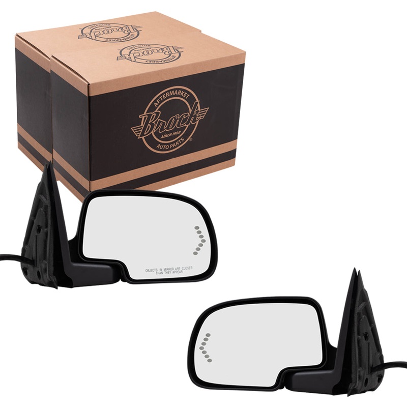 Brock Aftermarket Replacement Driver Left Passenger Right Power Mirror Set Paint to Match Black with Heat-Memory-Signal On Glass-Power Folding Compatible with 2003-2006 Chevy Avalanche