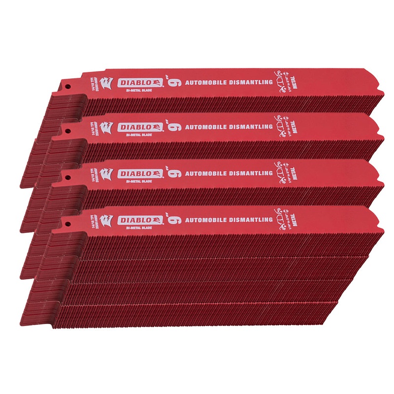 Diablo Steel Demon Bi-Metal Auto Dismantling Reciprocating Saw Blades 9 inch 14/18 TPI for 1/16-5/16 Medium Metals – 200 Pack