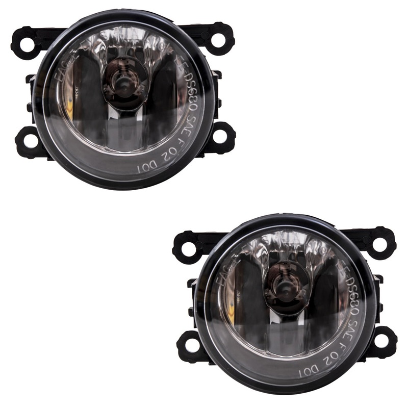 Brock Aftermarket Replacement Driver Left Passenger Right Round Fog Light Assembly Set Compatible With Ford Various Models
