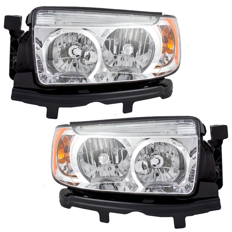 Brock Replacement Driver and Passenger Halogen Headlights Headlamps Compatible with 2006-2008 Forester 84001SA471 84001SA461