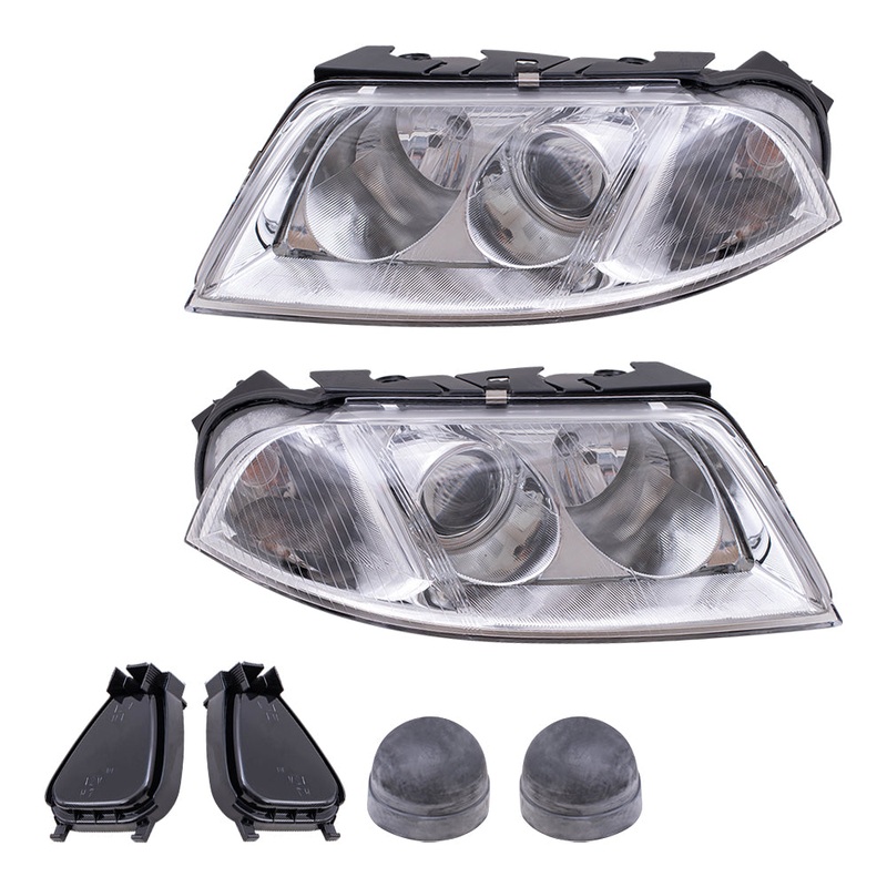 Brock Replacement Driver and Passenger Halogen Headlights Headlamps Compatible with Passat 3B0 941 015 AQ 3B0 941 016 AQ