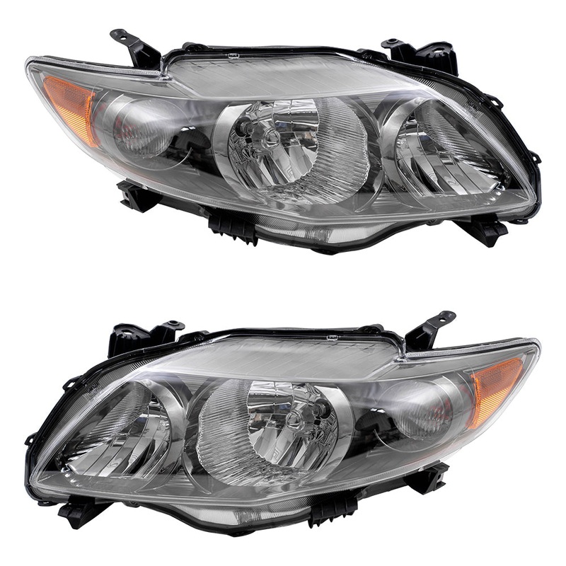 Brock Replacement Driver and Passenger Headlights with Black Housing Compatible with Corolla 81150-02680 81110-02680