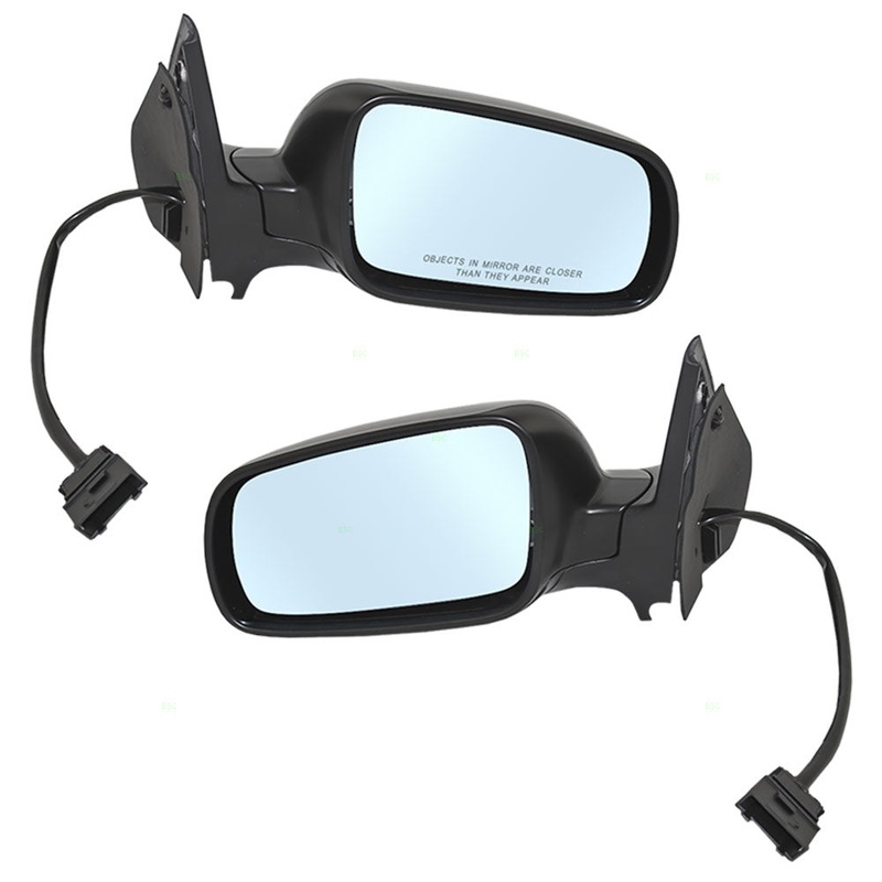 Brock Replacement Driver and Passenger Side Power Mirrors Paint to Match Black with Heat and Blue Glass without Memory Compatible with 1999-2005 A4 1999-2007 Golf 1J1857507D01C 1J1857508K01C