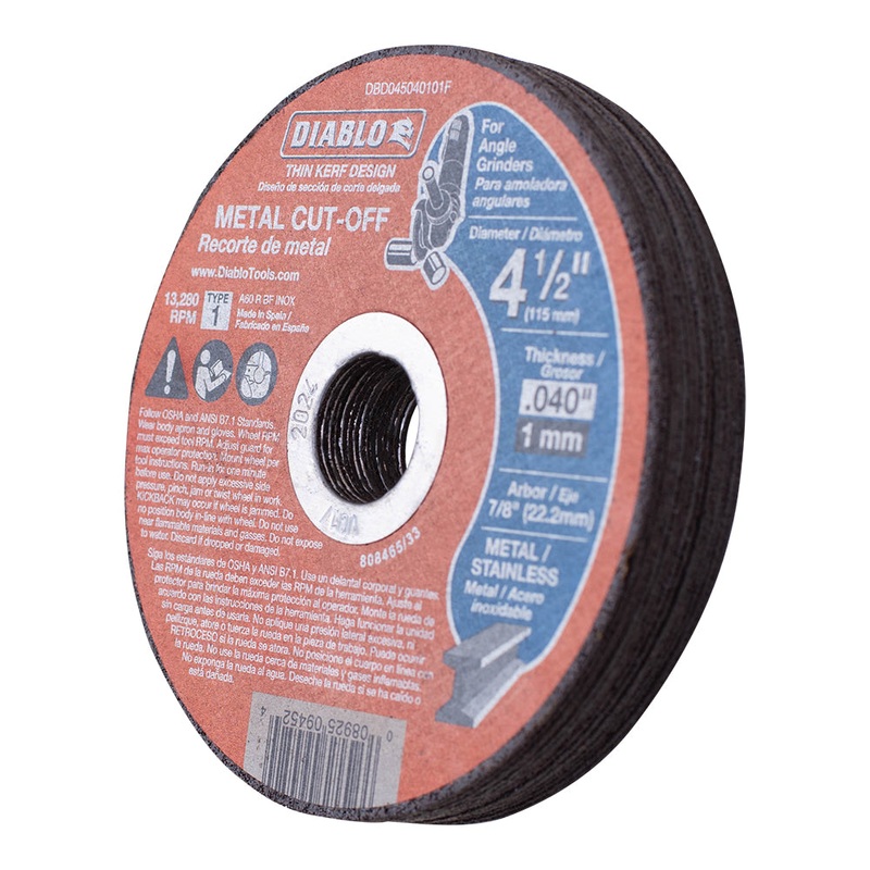 15 Pk of 4 1/2 Inch Metal Cut Off Disc .040 Inch Thick – 7/8 Inch / 22.2mm Arbor