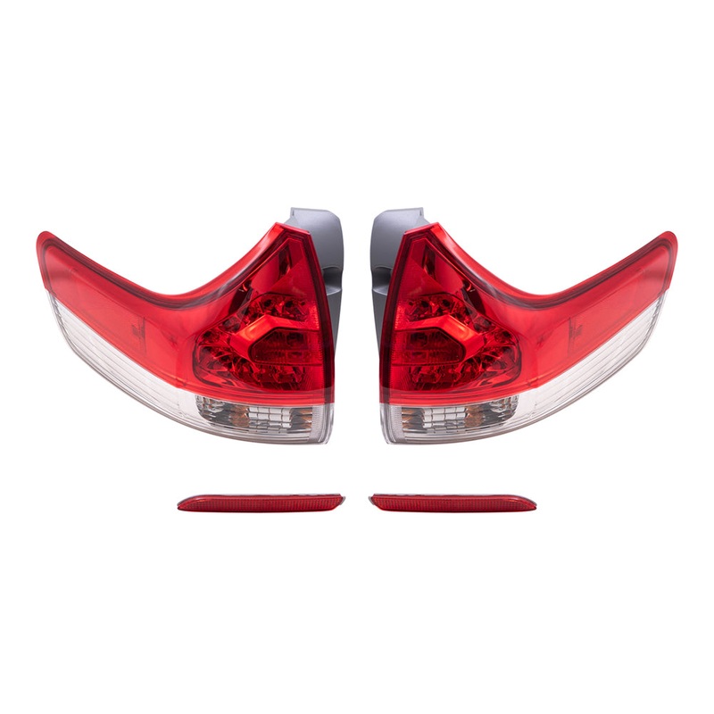 Brock Aftermarket Replacement Part Driver & Passenger Side Tail Light Assemblies Quarter Mounted & Rear Bumper Reflectors Compatible with 2011-2014 Toyota Sienna EXCEPT SE