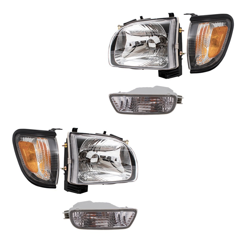 Brock Replacement 6 Pc Headlights and Signal Lights Compatible with 2001-2004 Tacoma