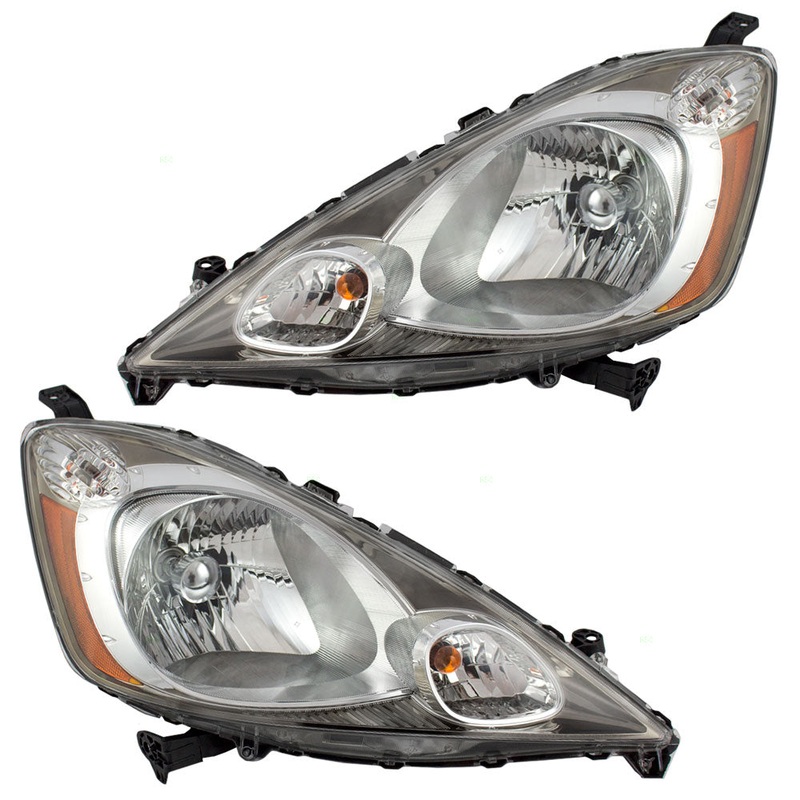 Brock Replacement Driver and Passenger Headlights with Chrome Bezels Compatible with 2009-2011 Fit Sport 33150TK6A11 33100TK6A11