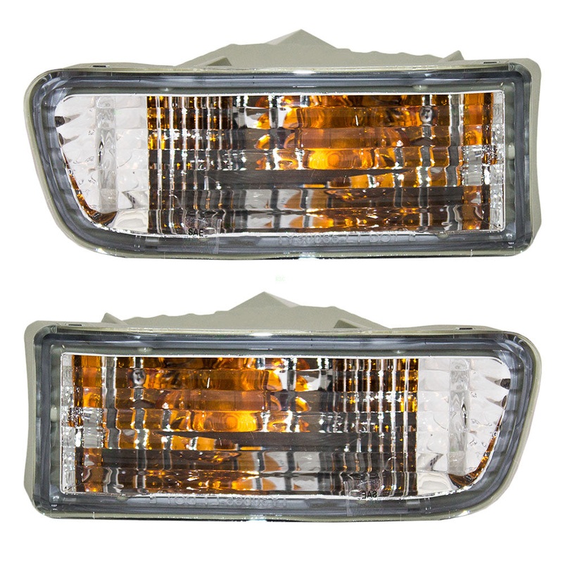 Brock Replacement Driver and Passenger Park Signal Front Marker Lights Lamps Lenses Compatible with 1999-2002 SUV 81520-35250 81510-35260