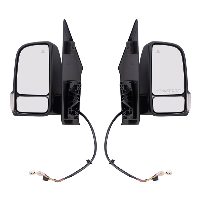 Brock Replacement Driver and Passenger Side Power Mirrors Textured Black with Heat, Signal, Blind Spot Detection & Power Fold Compatible with 2019-2020 Sprinter Cargo 1500/2500/3500 (907)
