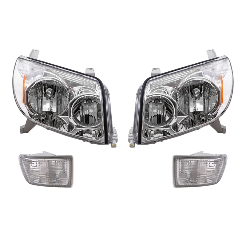Brock Replacement Halogen Headlights and Front Signal Lamps with Daytime Running Lights Compatible with 2003 2004 2005 4Runner