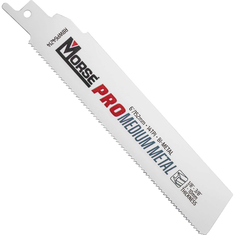 Morse Bi-Metal Pro Medium Metal Reciprocating Saw Blade 6″ x 1″ x .42″ 14 TPI 25 Pack