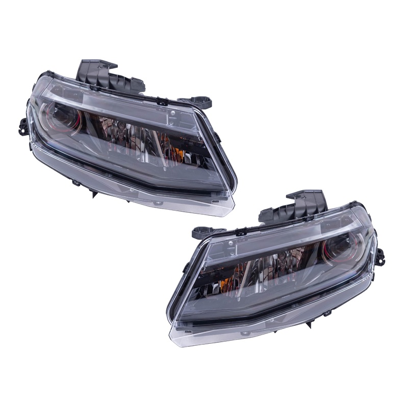 Brock Aftermarket Replacement Driver Left Passenger Right Halogen Combination Headlight Assembly Set Compatible With 2016-2018 Chevy Camaro