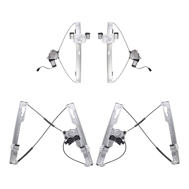 Brock Aftermarket Replacement Part Driver & Passenger Side Power Window Regulators w/Motor 4 Piece Set Compatible with 2011-2014 Ford F-150 Extended Cab ONLY