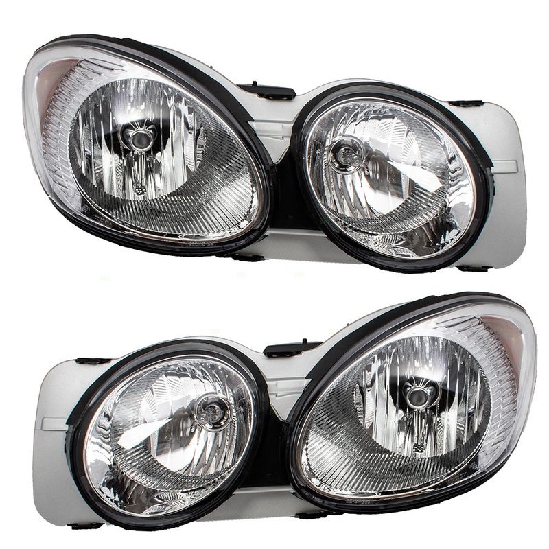 Brock Replacement Driver and Passenger Set Headlights Compatible with 2005-2009 LaCrosse 25942066 25942067