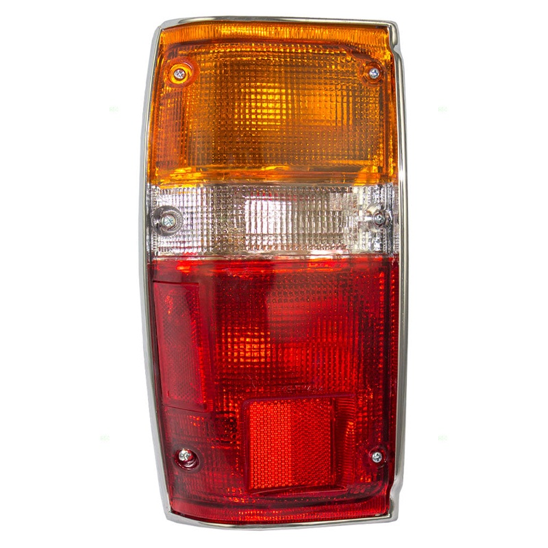 Brock Replacement Drivers Taillight Tail Lamp with Chrome Trim Compatible with 84-89 Pickup Truck SUV 8156089150