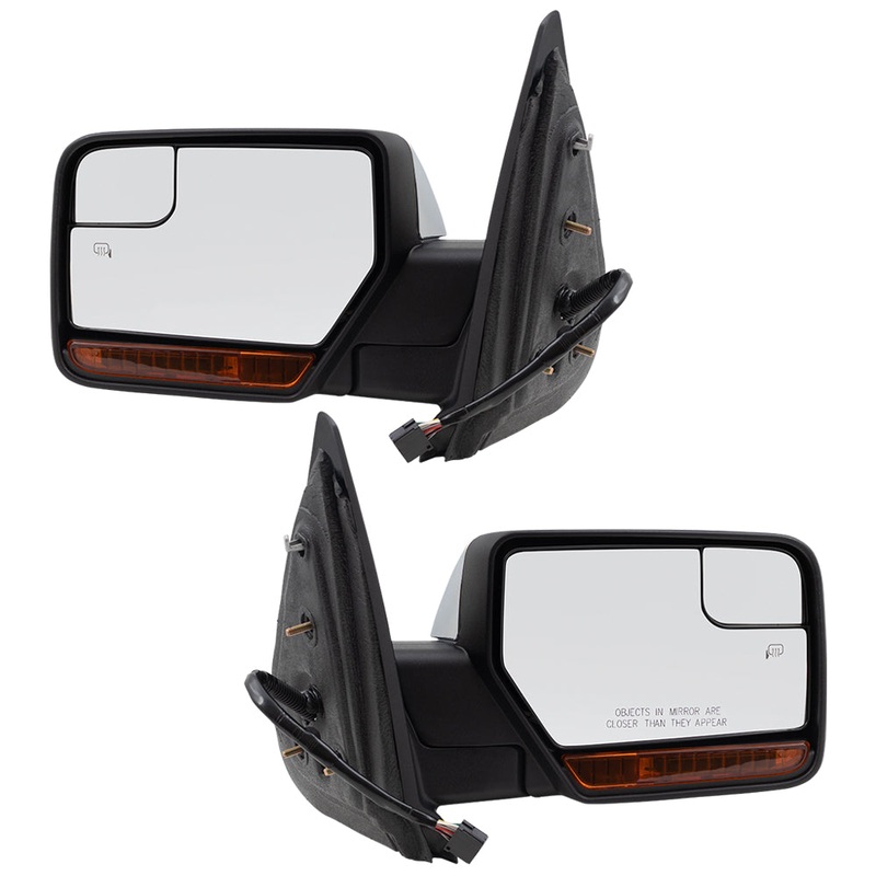 BROCK Pair Power Folding Side Mirrors Replacement for 2013-2014 Ford Expedition Driver and Passenger Set Heated w/ Chrome Memory Spotter Glass Puddle Lamp Memory CL7Z17683AA CL7Z17682AA