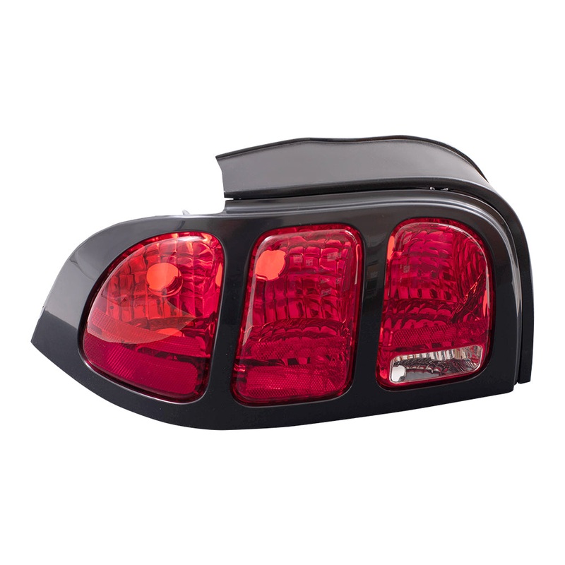 Brock Replacement Drivers Taillight Tail Lamp with Black Bezel Compatible with 1996-1998 Mustang GT SVT Base F6ZZ13405AAJ
