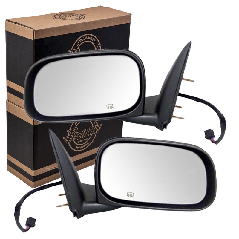 Replacement Set Driver and Passenger Power Side View Mirrors Heated 6×9 Textured Compatible with 05-11 Dakota 06-08 Raider 55077625AH 55077624AI
