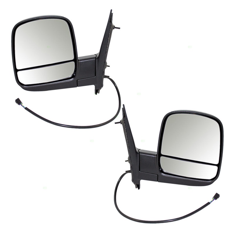 Brock Aftermarket Replacement Driver Left Passenger Right Power Mirror Textured Black With Heat-Dual Glass Without Signal Set Compatible With 2008-2022 Chevy Express