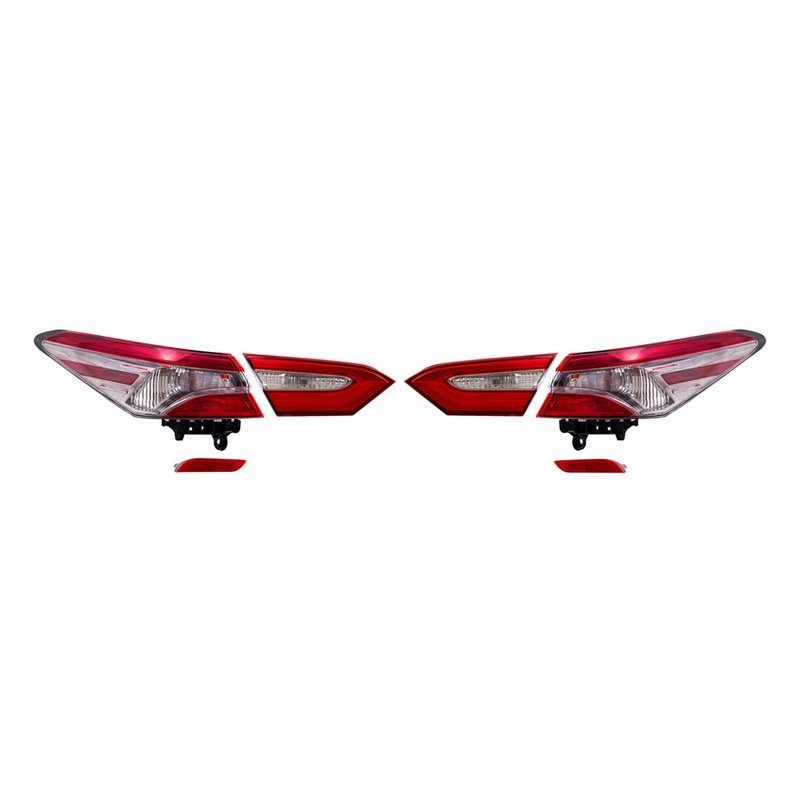 Brock Replacement Driver and Passenger Side Bumper Reflectors and Tail Light Assemblies Quarter Mounted & Lid Mounted 6 Piece Set Compatible with 2018-2019 Camry SE & 2018-2019 Camry Hybrid SE