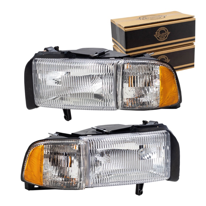 Brock Headlight Set for 1994-2002 Dodge Ram 1500 Ram 2500 Ram 3500 With Corner Light Without Sport Package