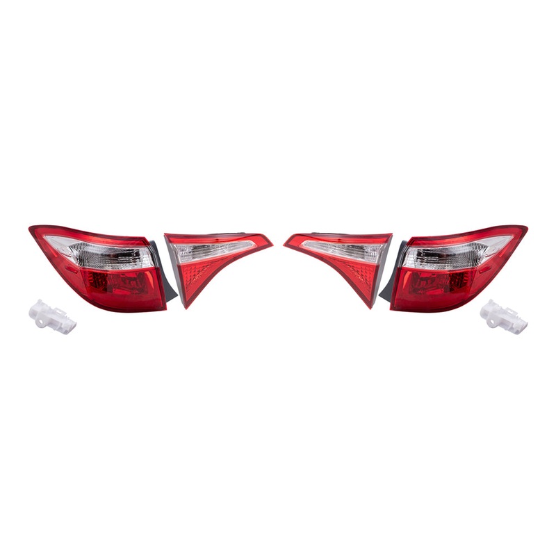 Brock Replacement Driver and Passenger Side Tail Lights Quarter Mounted and Lid Mounted 4 Piece Set Compatible with 2014-2016 Corolla