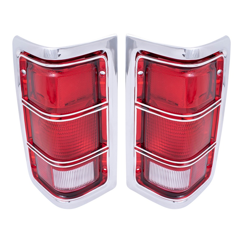 Brock Replacement Set Driver and Passenger Taillights Chrome Trim and Housing Compatible with 1981-1993 Pickup charger 4163151 4163150