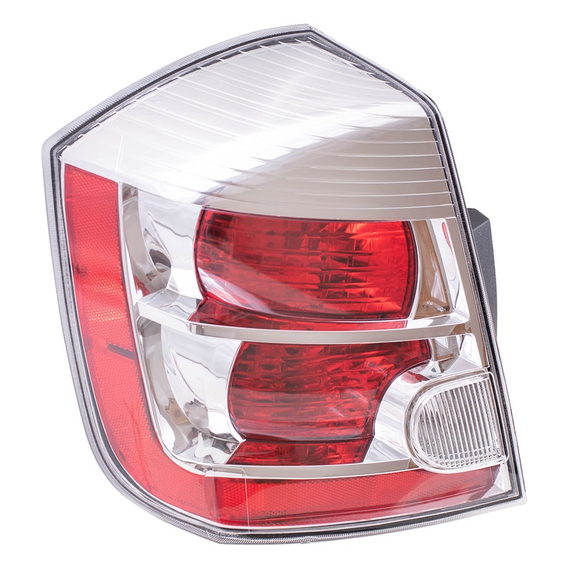 Brock Replacement Drivers Taillight Tail Lamp with Chrome Bezel Compatible with 2007-2009 Sentra 26555ET00B