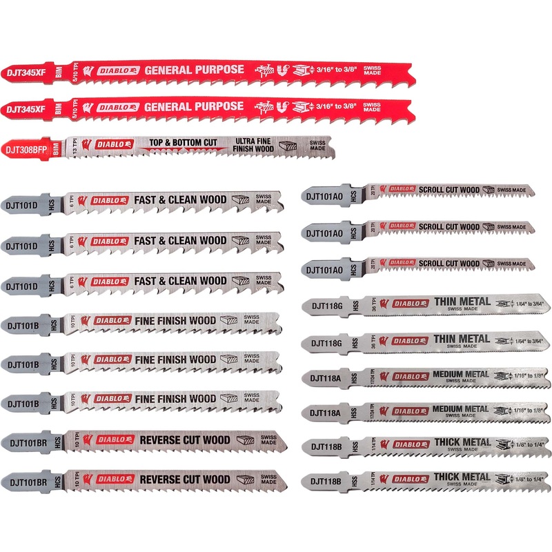 Diablo T-Shank Jig Saw Blade for Wood-Metal-Plastic 20pc Set