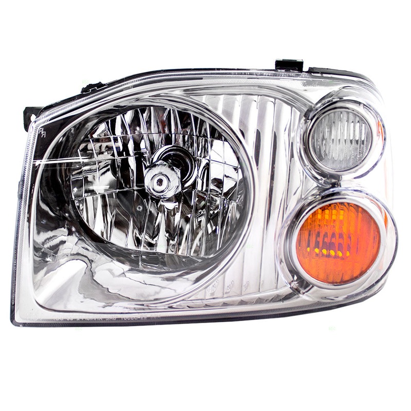 Drivers Headlight Assembly for 01-04 Nissan Pickup Truck – Black & Chrome Bezel