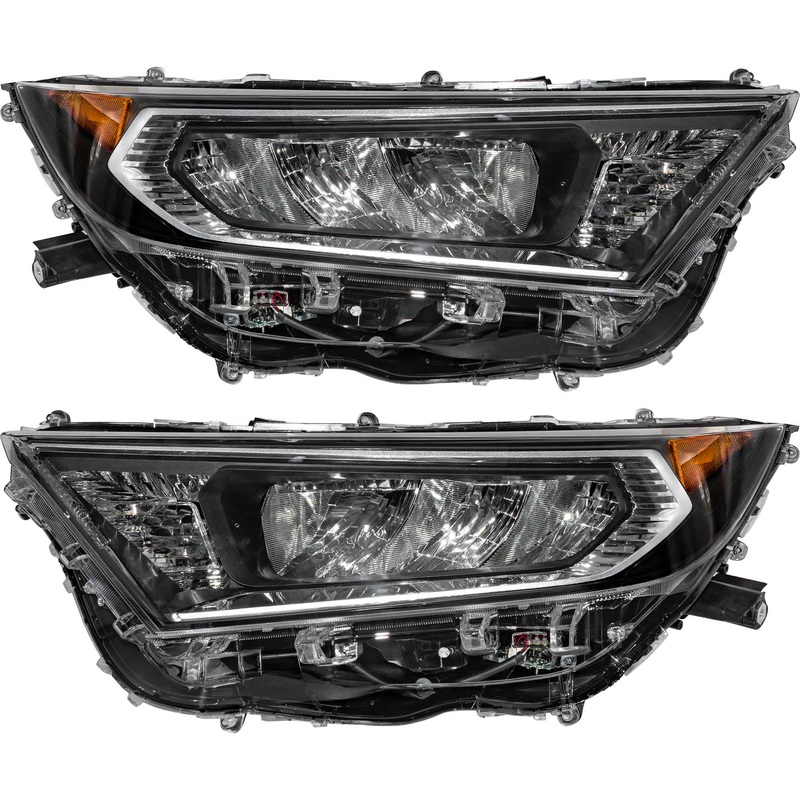 LED Combination Headlight Assembly With Chrome Bezel Set Driver Side Left Passenger Side Right For 2019-2021 Toyota RAV4 Japan Built Adventure/Limited/Trail/TRD Off-Road/XLE/XLE Premium