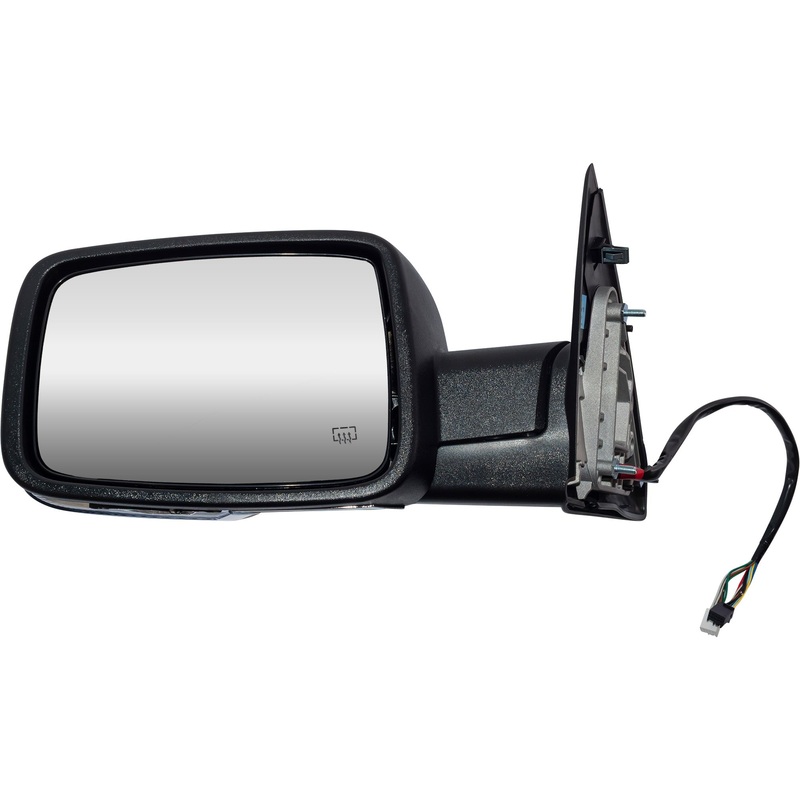 6 X 9 Power Door Mirror Chrome Cover With Heat-LED Turn Signal Light-Puddle Light-Power Folding-Temperature Sensor-Without Auto Dimming Driver Left for 2013 RAM 1500 Without Towing Package 2013 RAM 2500 Without Towing Package