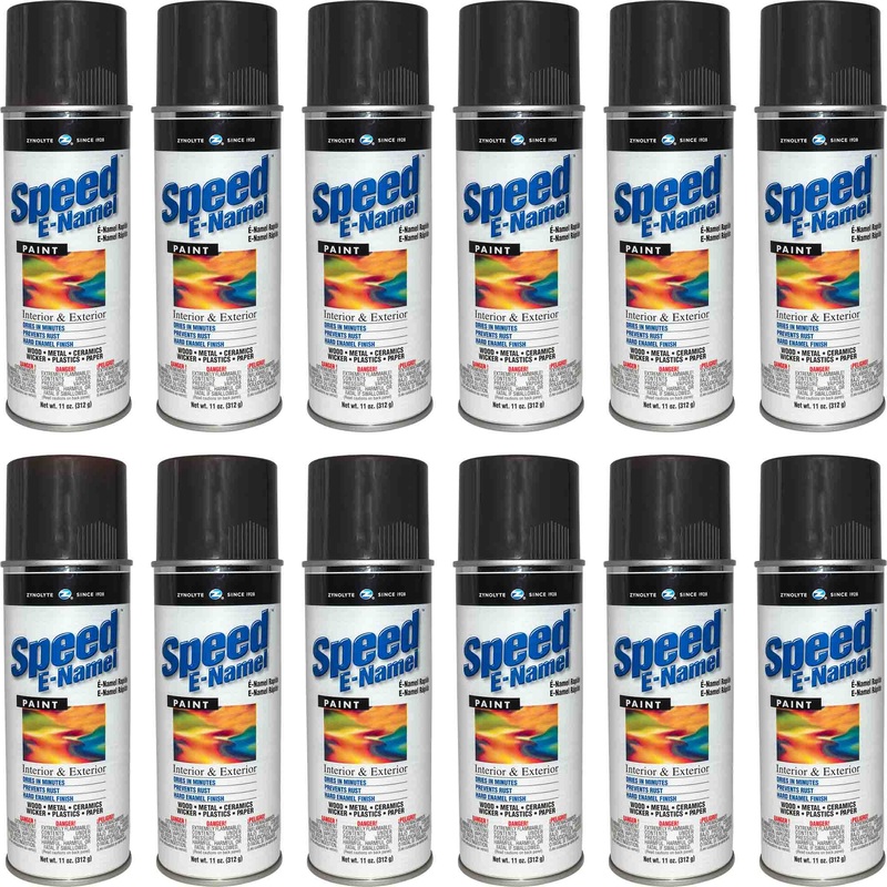 Zynolyte Speed E-Namel Z277 Fast Drying Enamel Spray Paint Semi-Gloss Black 11 oz Can Case of 12